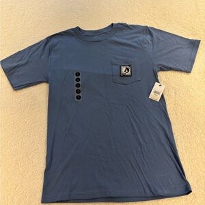 NWT Volcom Blue Short Sleeve Tee with Logo Patch Pocket